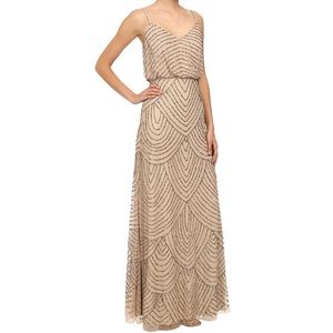 Adrianna Papell - beaded gown. Pink with brown beads. Size 4